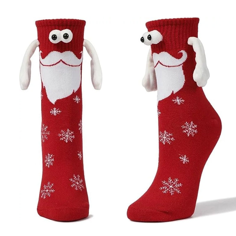 "Färgglada julstrumpor med magneter, unisex, i bomullsblandning med mönster och filtögon, perfekt julaccessoar."