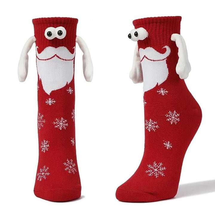 "Färgglada julstrumpor med magneter, unisex, i bomullsblandning med mönster och filtögon, perfekt julaccessoar."