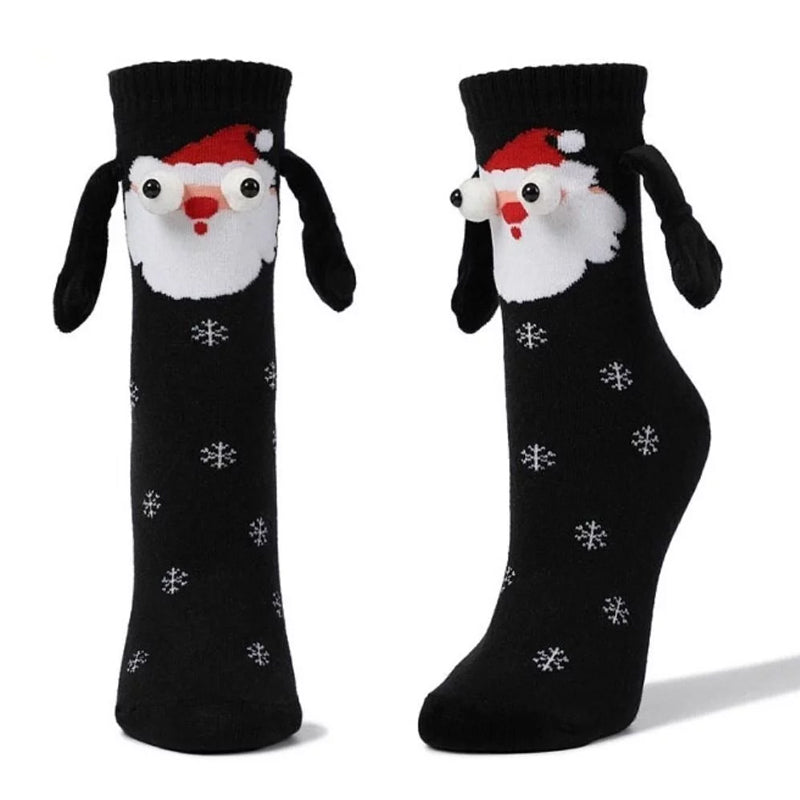 "Färgglada julstrumpor med magneter, unisex, i bomullsblandning med mönster och filtögon, perfekt julaccessoar."