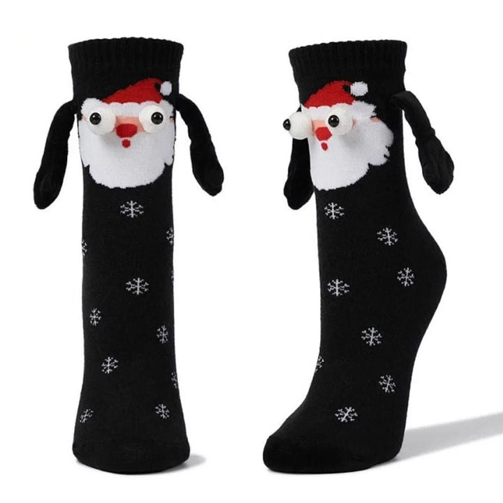 "Färgglada julstrumpor med magneter, unisex, i bomullsblandning med mönster och filtögon, perfekt julaccessoar."