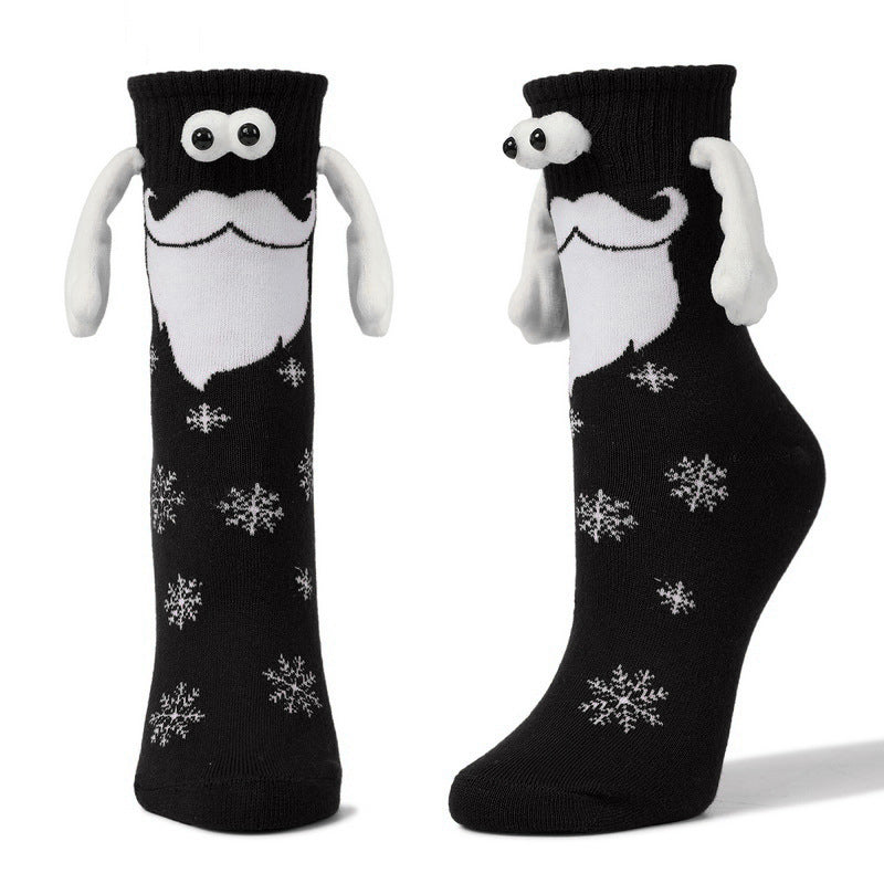 "Färgglada julstrumpor med magneter, unisex, i bomullsblandning med mönster och filtögon, perfekt julaccessoar."