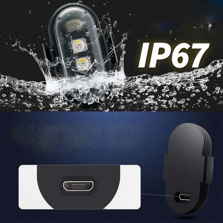 "Färgglada LED-lampor för bil, stroboskopljus, antikollisionsskydd, fjärrkontroll, dynamiska effekter, 12V ABS-material."