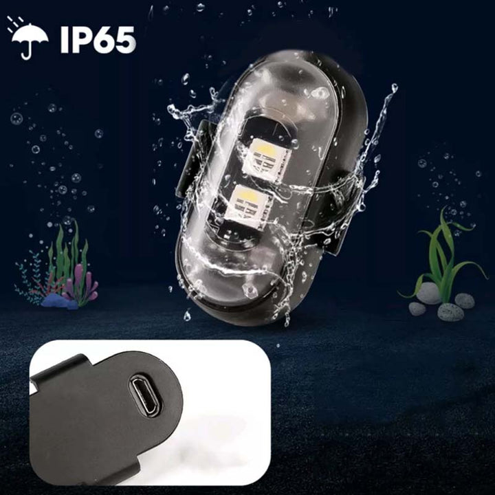 "Färgglada LED-lampor för bil, stroboskopljus, antikollisionsskydd, fjärrkontroll, dynamiska effekter, 12V ABS-material."