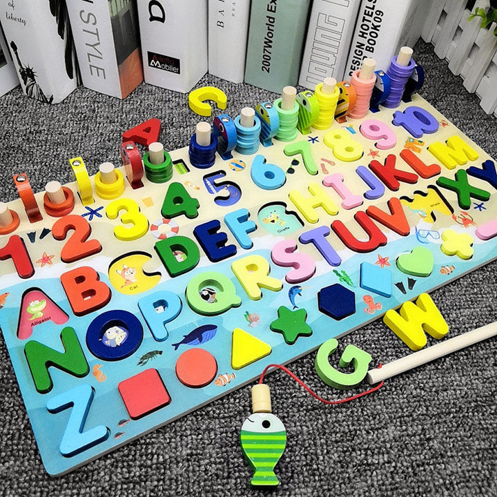 Färgglada magnetiska trälärleksaker för barn, pedagogiska och miljövänliga, främjar utveckling och kreativitet.