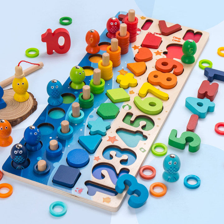 Färgglada magnetiska trälärleksaker för barn, pedagogiska och miljövänliga, främjar utveckling och kreativitet.