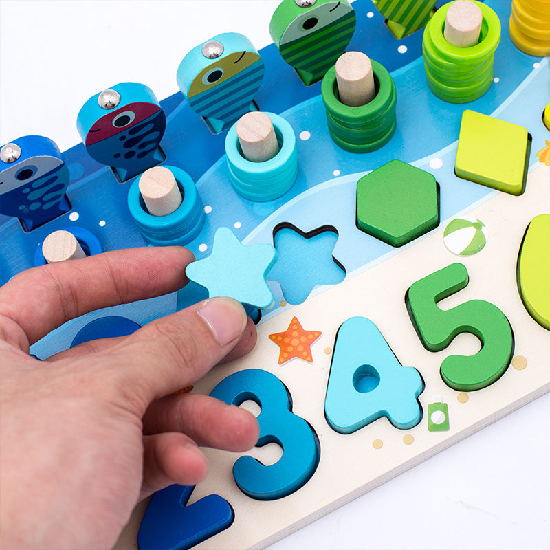 Färgglada magnetiska trälärleksaker för barn, pedagogiska och miljövänliga, främjar utveckling och kreativitet.