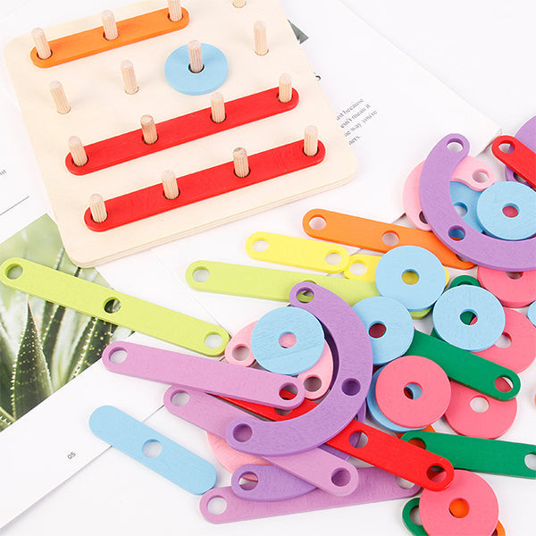 "Färgglada multifunktionella Montessoripelare collage leksaker för barn, byggklossar i trä för kreativt lärande."
