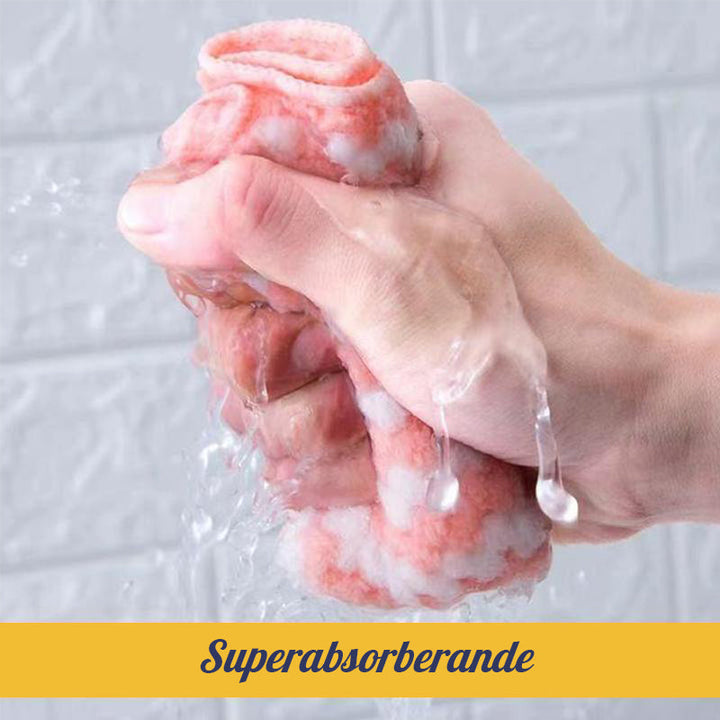 Färgglada superabsorberande mikrofiberdukar för köket, 3-pack, i blå, grön och rosa. Hållbara och icke-repande.
