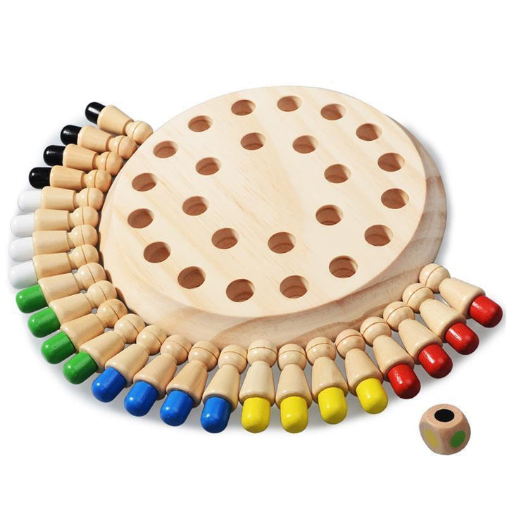 Färgglatt minnessticks schackspel i trä för barn, utvecklande och pedagogiskt brädspel för kreativitet och inlärning.