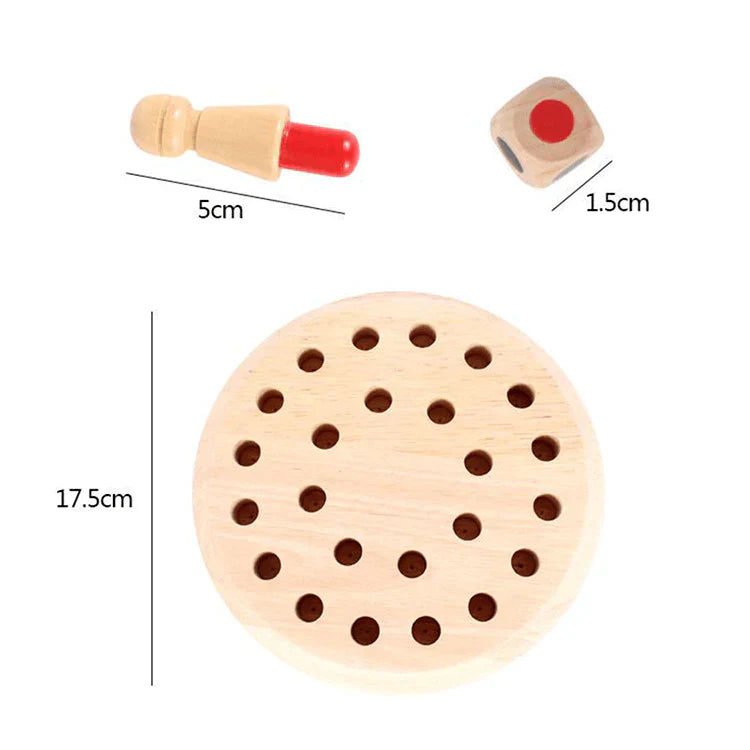 Färgglatt minnessticks schackspel i trä för barn, utvecklande och pedagogiskt brädspel för kreativitet och inlärning.