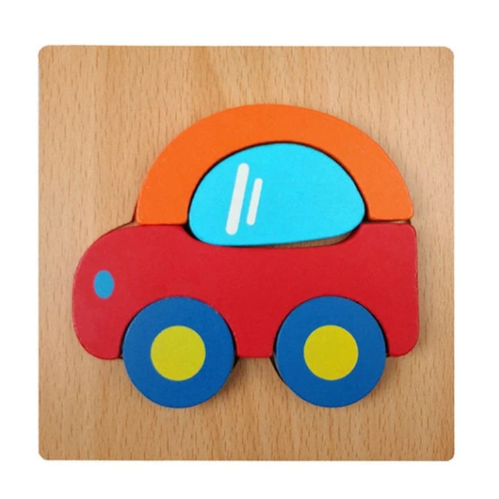 Färgglatt barnpussel i trä med djurmotiv, främjar sensorisk utveckling och inlärning, tillverkat av miljövänligt trä, 15x15 cm.