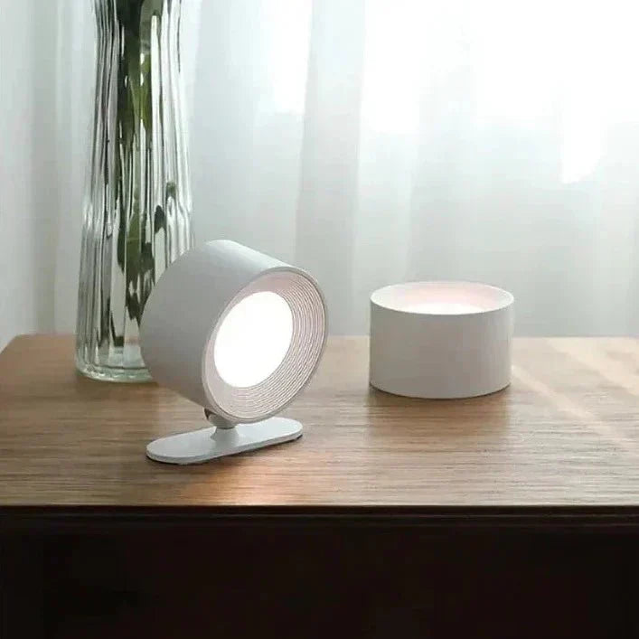 Uppladdningsbar LED vägglampa som visar 360 graders rotation