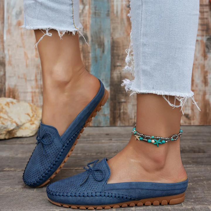 Blå bekväma slip-on mules för vardagsbruk