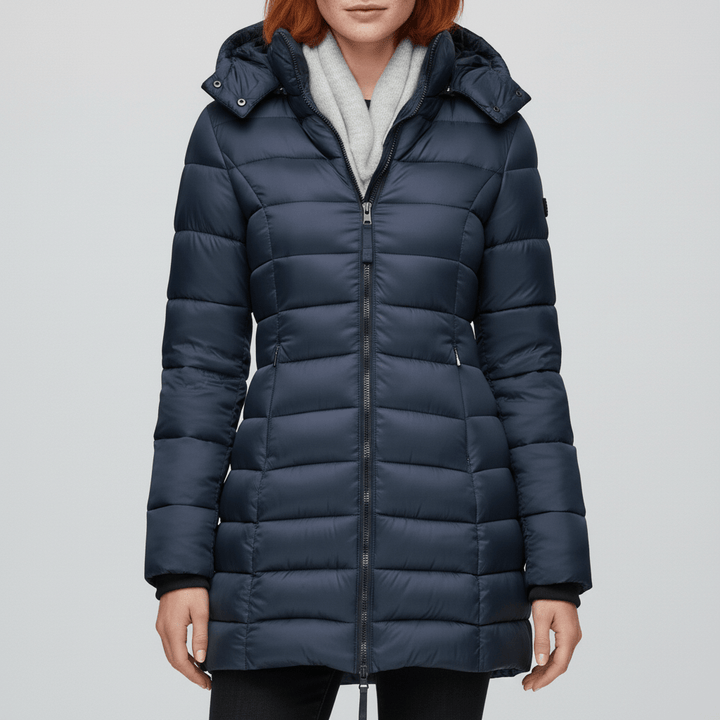 Figursydd dam vinterjacka Sofia. Värmande vardagsjacka, parkas för kalla dagar. Elegant ytterplagg.
