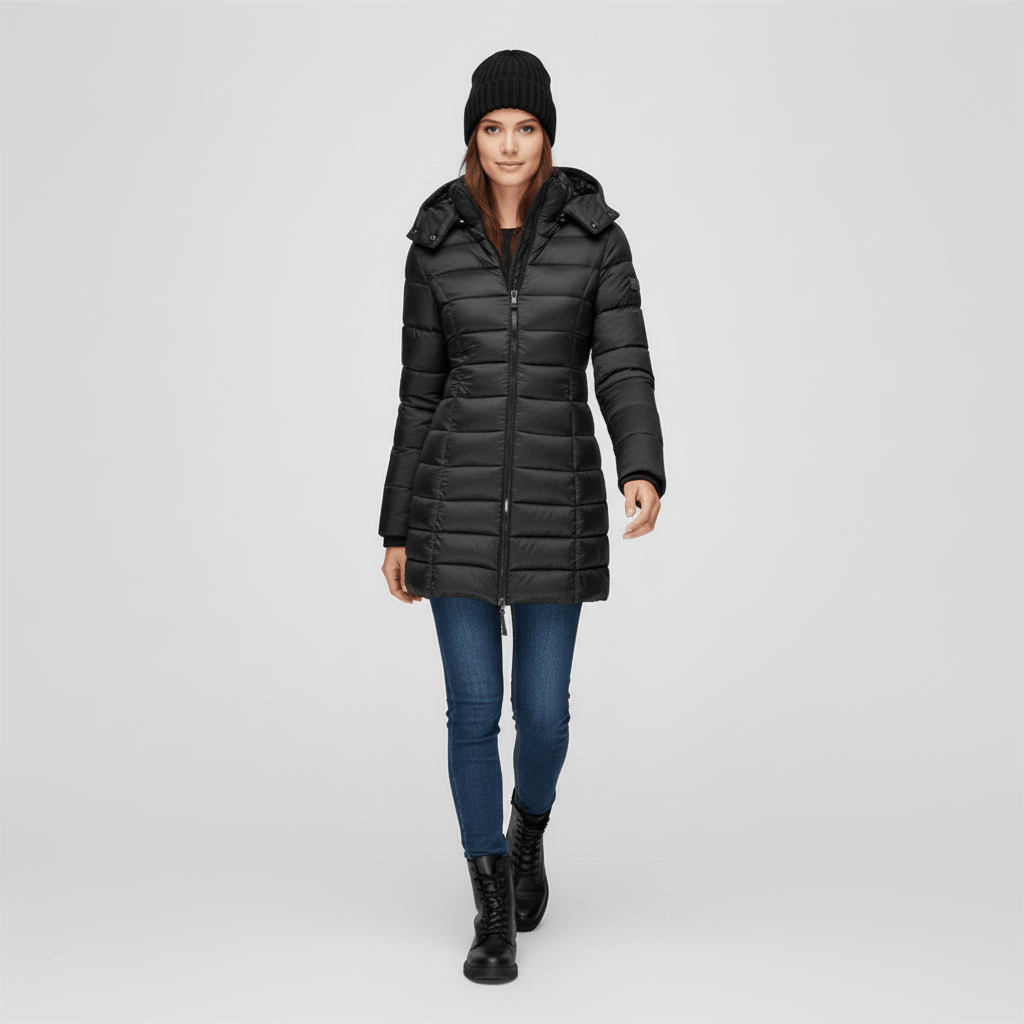 Höstjacka och vinterjacka för damer. Sofia, en figursydd varm parkas. Perfekt vardagsjacka.