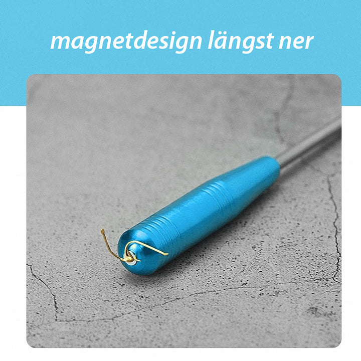 "Fiskekrokborttagare i rostfritt stål och aluminium, kompakt design, säkert och effektivt verktyg för fisketur."
