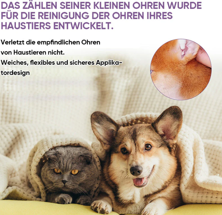 Skonsam öronrengöring för katter. Produkt appliceras försiktigt i kattens öra för renhet och välmående.