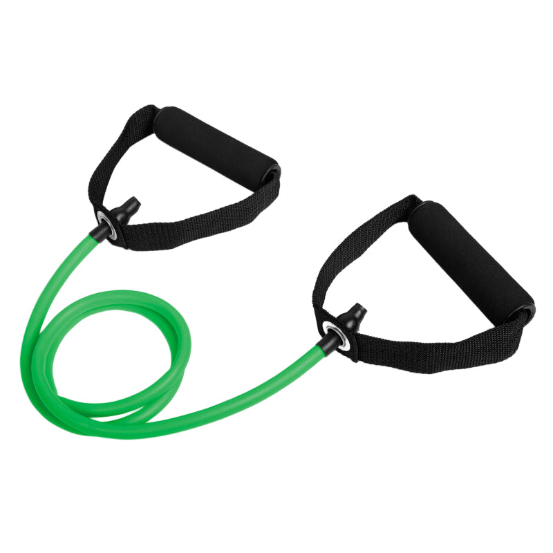 "Flera träningsband i färger, naturlig latex, multi-resistans 5-30 LB, anti-glid skumhandtag, sport och fitness."