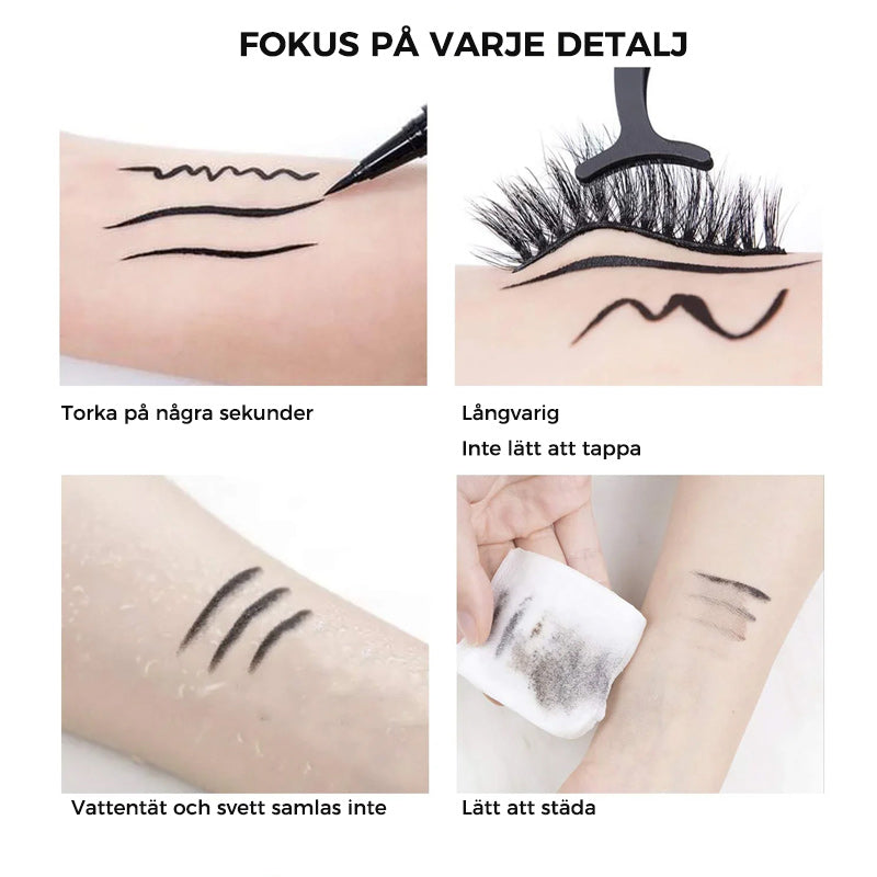 Multifärgad självhäftande eyeliner för kvinnor, enkel applicering, vattentät och kladdfri.