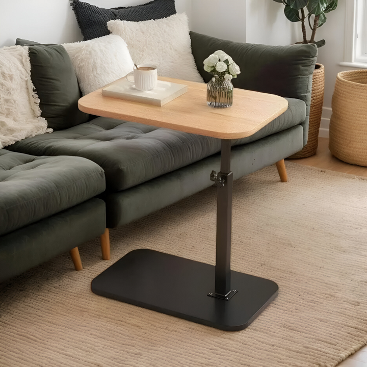 Detaljbild av det flexibla sidobordets höj- & sänkbara mekanism.