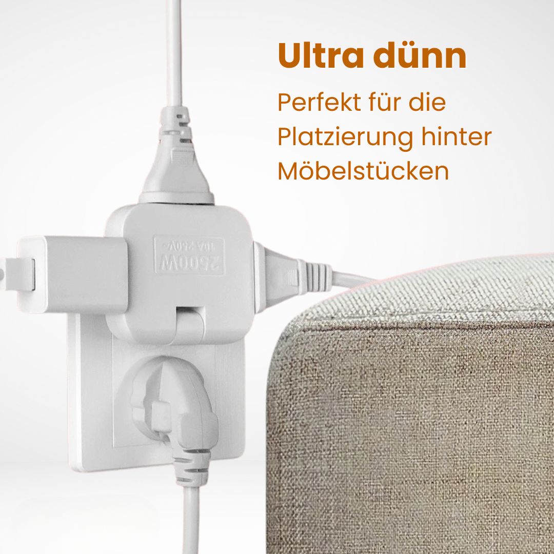 FlexiPlug placerat bakom en soffa i ett vardagsrum