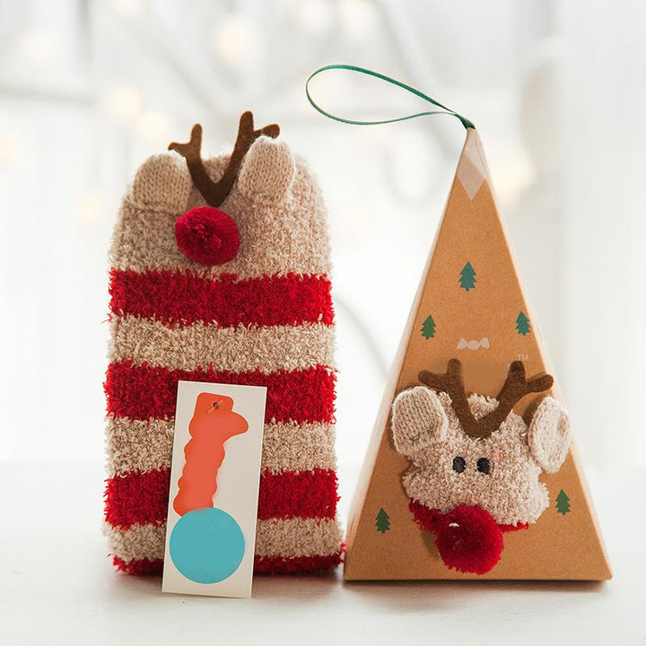 "Fluffiga julstrumpor i korallfleece, 4-pack, varma och mysiga, idealiska för vintern. Accessoar för tjejer och damer."
