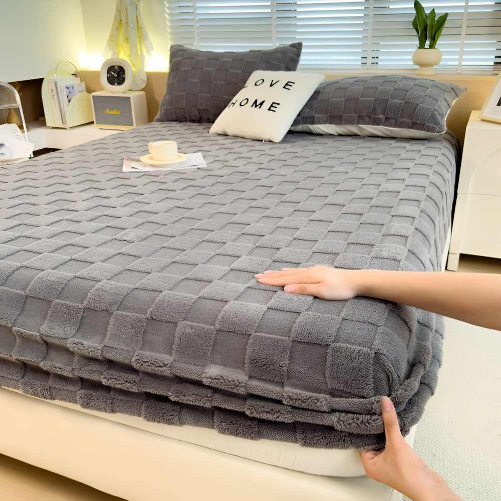 Fluffigt polyester spännlakan för vintern, mjukt & varmt för extra komfort i sovrummet.
