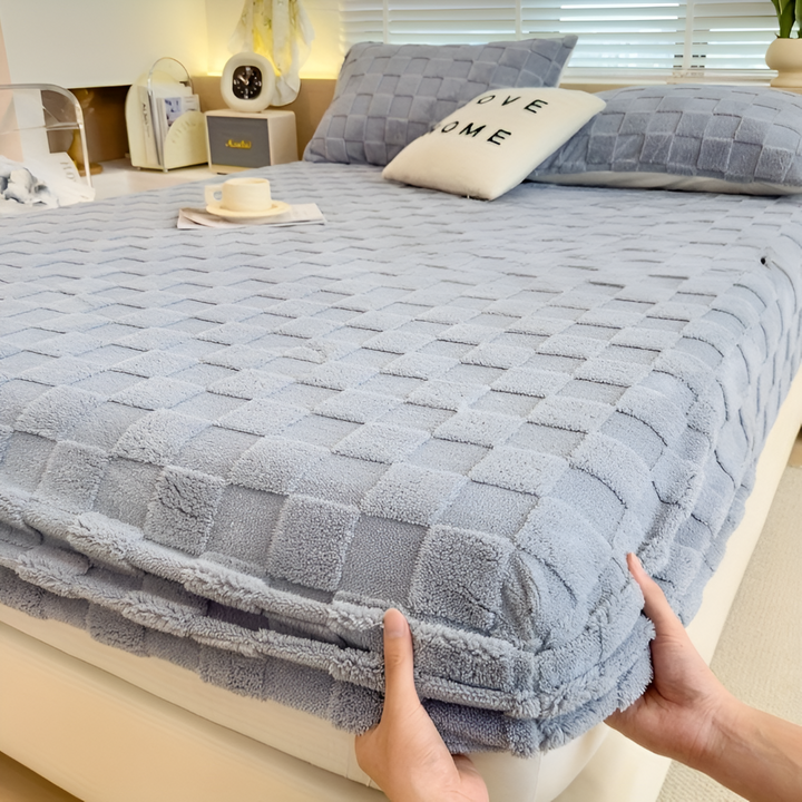 Spännlakan fluffigt polyester, vinter, mjukt, varmt, komfort för sängen, lätt att tvätta.