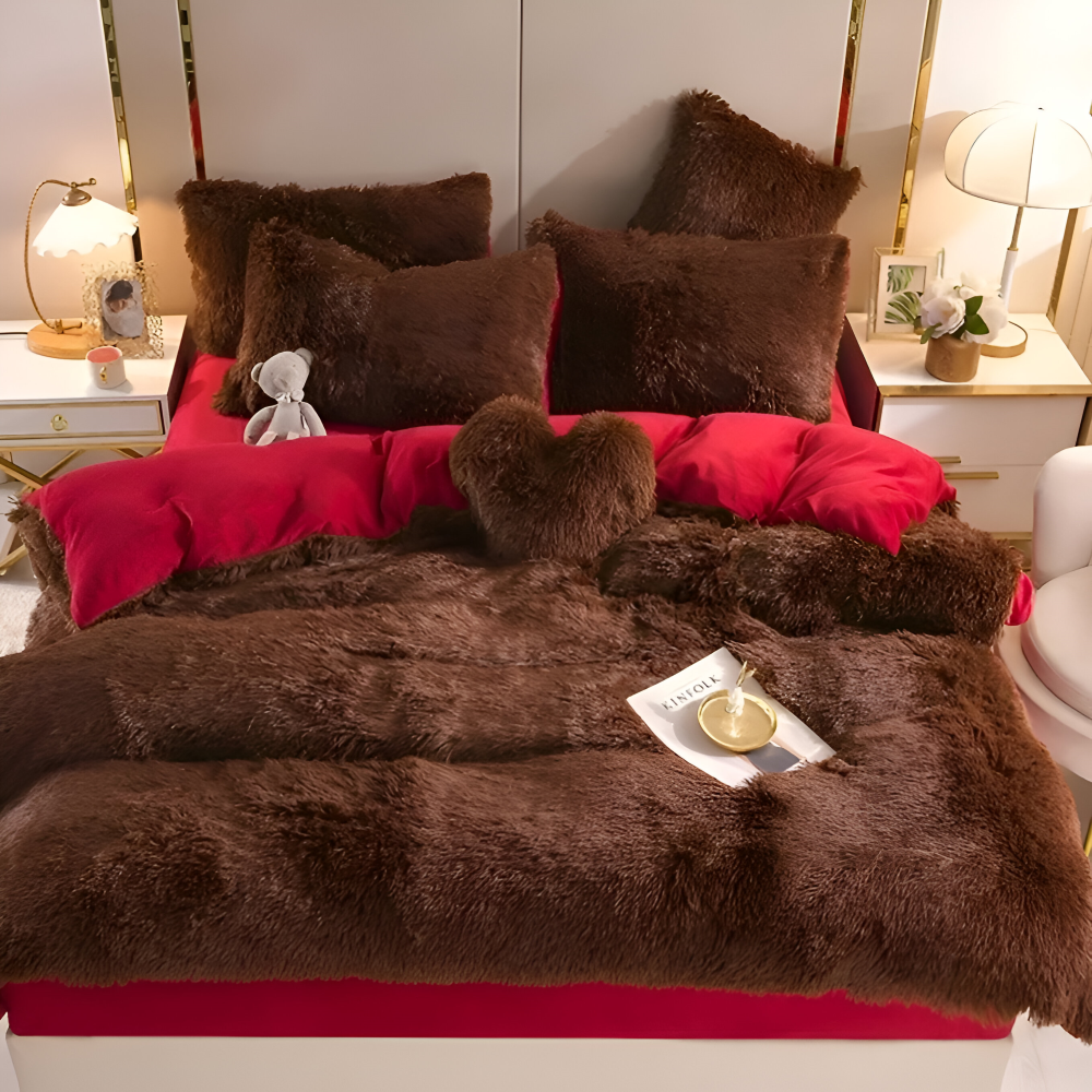 FlufFur påslakan, mjukt och inbjudande, en del av det kompletta sängkläder setet.