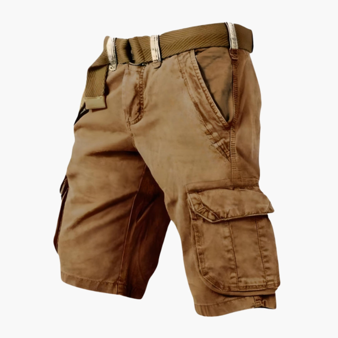 Bruna cargoshorts för herrar med integrerat bälte