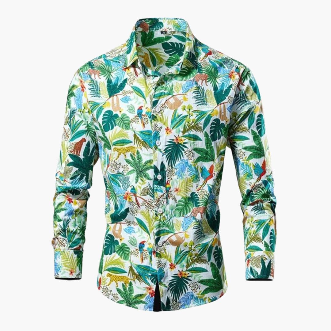 Blommig skjorta för män i slimfit modell med knäppning