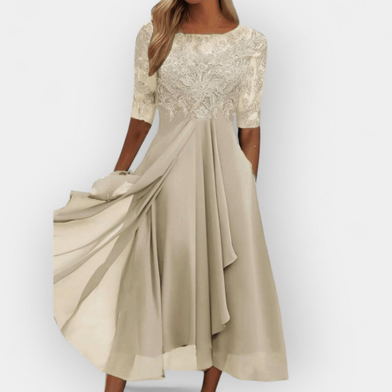Klassisk och sofistikerad midi-klänning för damer som söker en elegant look
