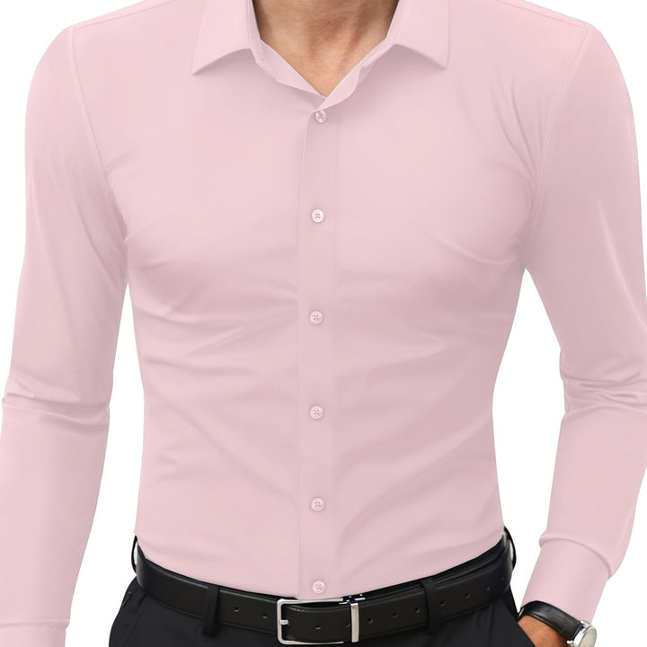 Rosa långärmad herrskjorta för män med slimfit-design