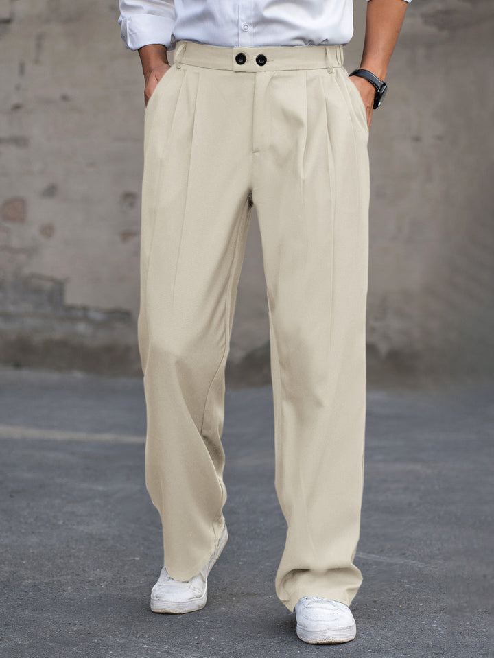 Eleganta herrbyxor med hög midja och vida ben i sommarstil