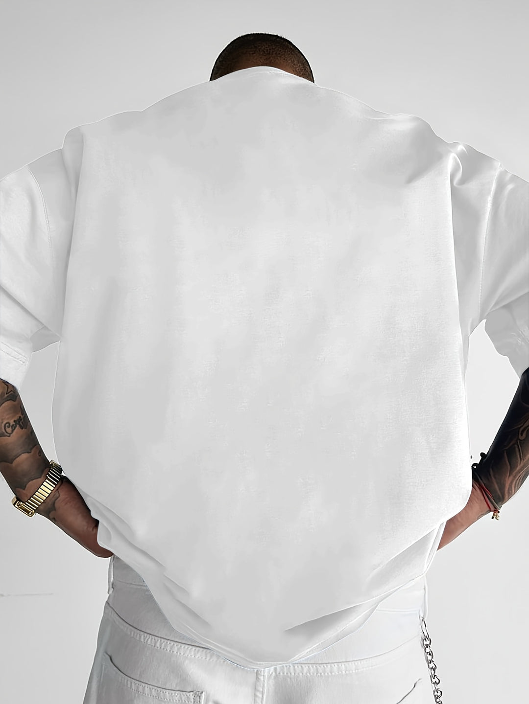 Casual t-shirt för herrar med tryckt mönster, bekväm och luftig sommartröja i oversized modell