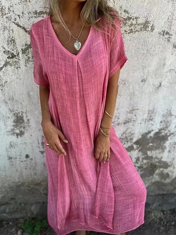 Dam sommarklänning i rosa med ledig och bekväm passform