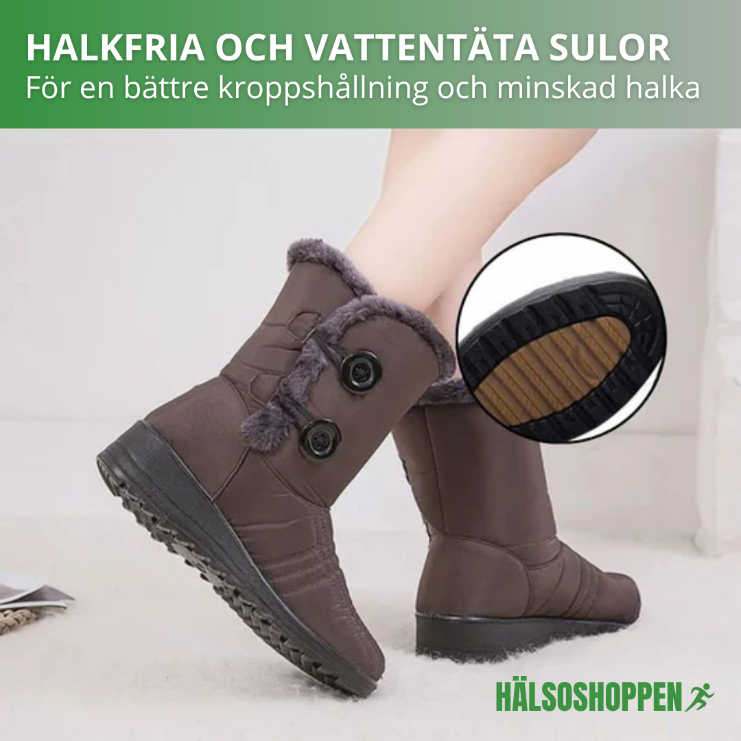 Slitstarka Frostfjäll vattentäta vinterstövlar för kvinnor. Halkfria sulor, perfekta i snö och is.