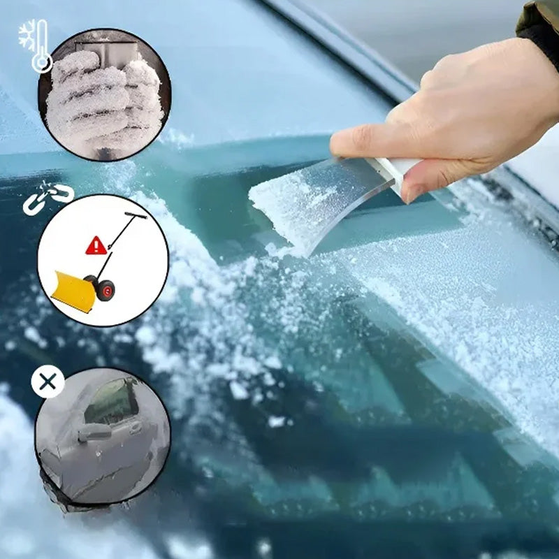 "Frostskyddsinstrument för bil, kompakt design, förhindrar is och snö på vindruta, säker vinterkörning."
