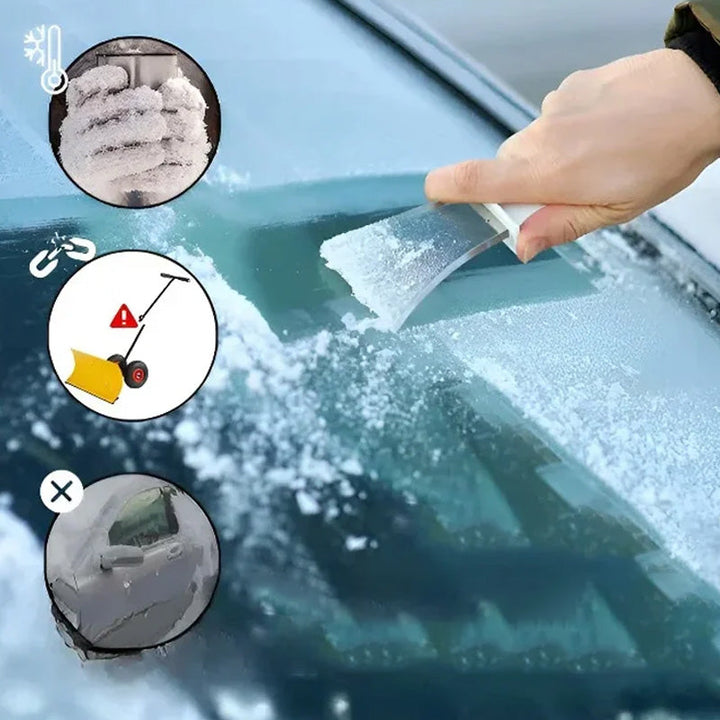"Frostskyddsinstrument för bil, kompakt design, förhindrar is och snö på vindruta, säker vinterkörning."