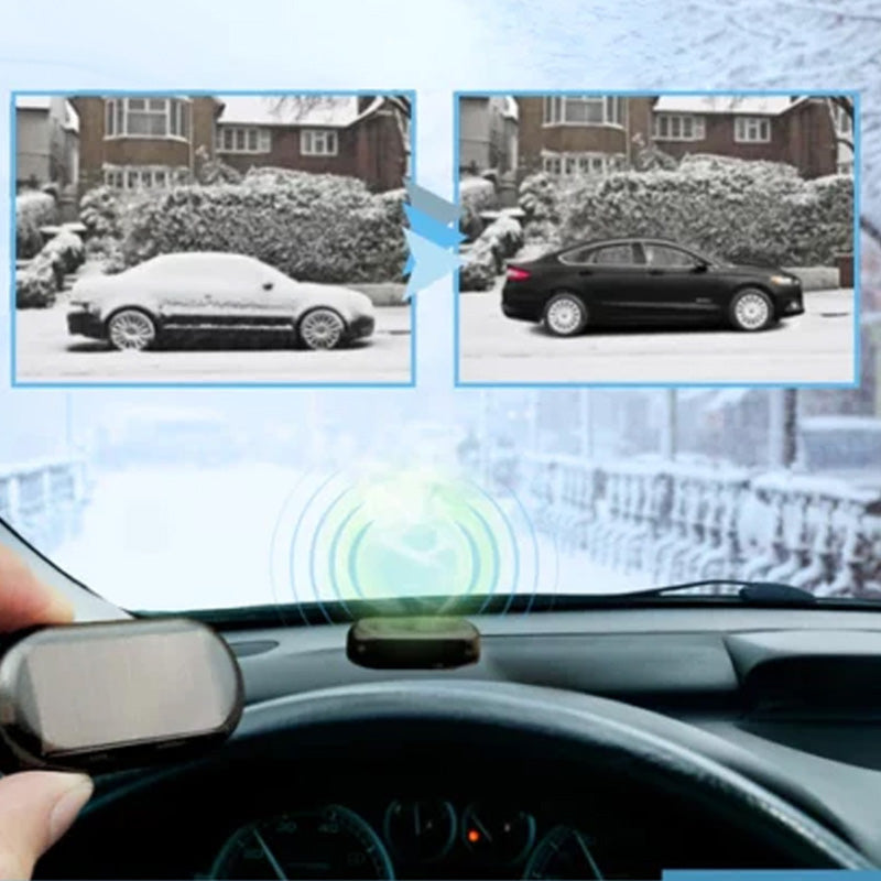 "Frostskyddsinstrument för bil, kompakt design, förhindrar is och snö på vindruta, säker vinterkörning."