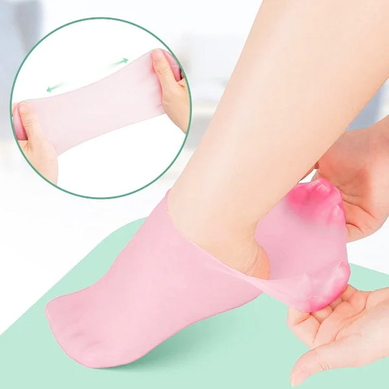 "Fuktgivande silikonsockar för kvinnor, hudfärg med antihalkdesign, perfekt för torra och spruckna fötter - fotspa & pedikyr.