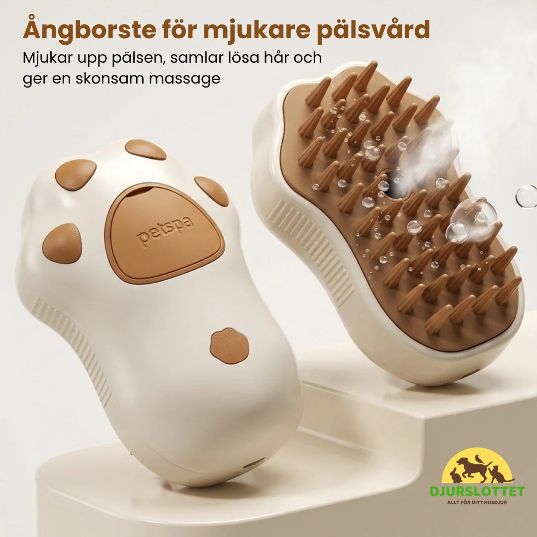 FurFresh ångborste för djupgående pälsvård. Renar pälsen, minskar fällning och ger en friskare hund- eller kattpäls.