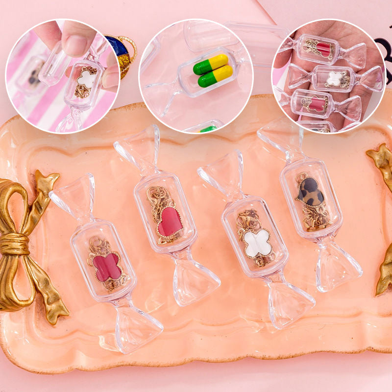"Genomskinliga godisformade smyckeskrin i klar plast, 10-pack för elegant och kreativ smyckesförvaring."