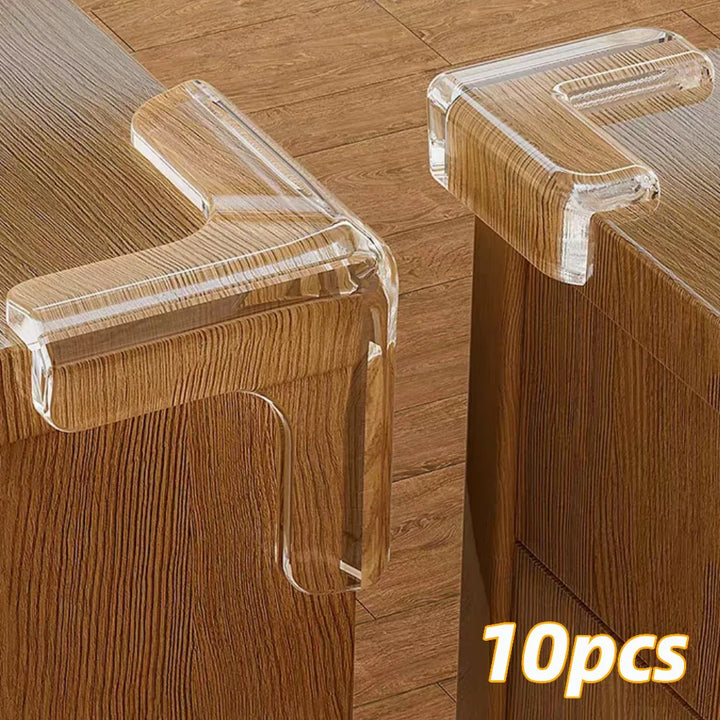Närbild på stötskydd för vassa kanter och hörn i 10-pack för hemmet