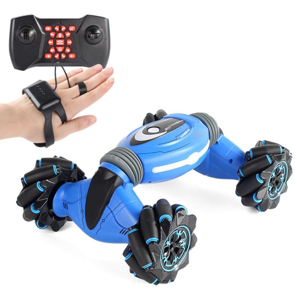 Röd geststyrd RC stuntbil med häftig design för barn och lek