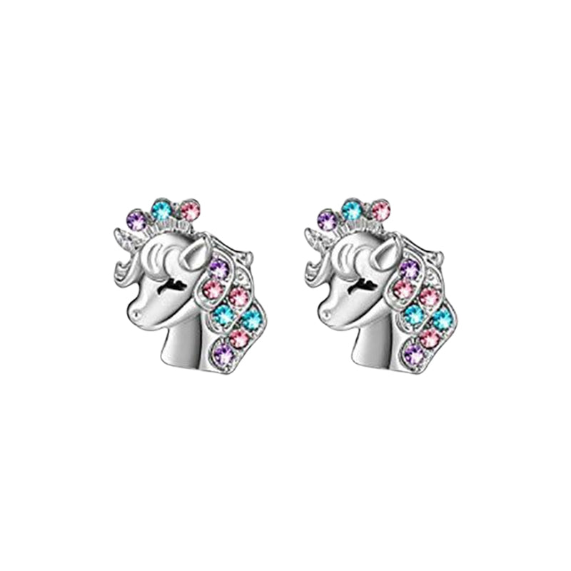 "Glittrande enhörningshalsband och örhängen för flickor med färgglada Cubic Zirconia kristaller, perfekt accessoar."