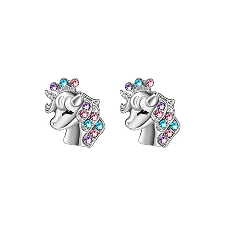 "Glittrande enhörningshalsband och örhängen för flickor med färgglada Cubic Zirconia kristaller, perfekt accessoar."