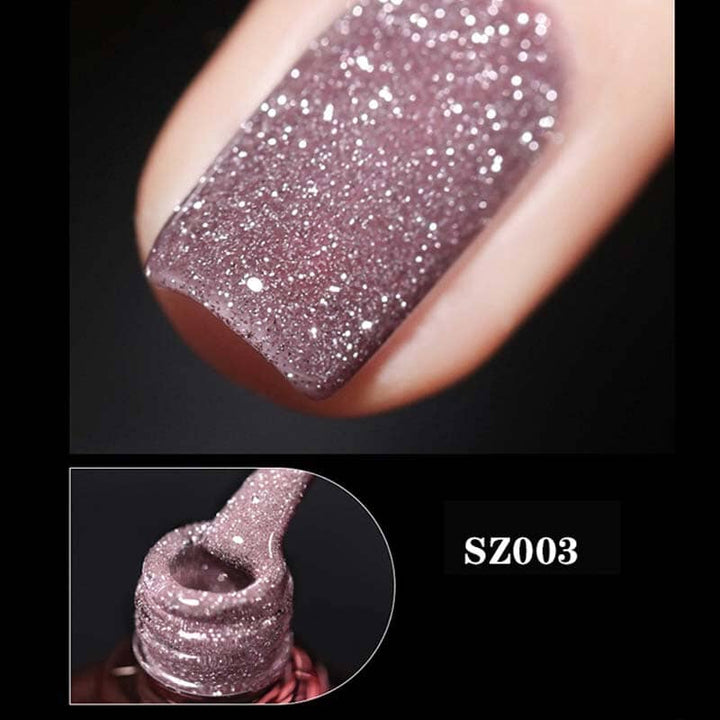 "Glittrande nagellack med hög densitet, skimrande spegelglans, långvarig hållbarhet, perfekt för salongresultat hemma."