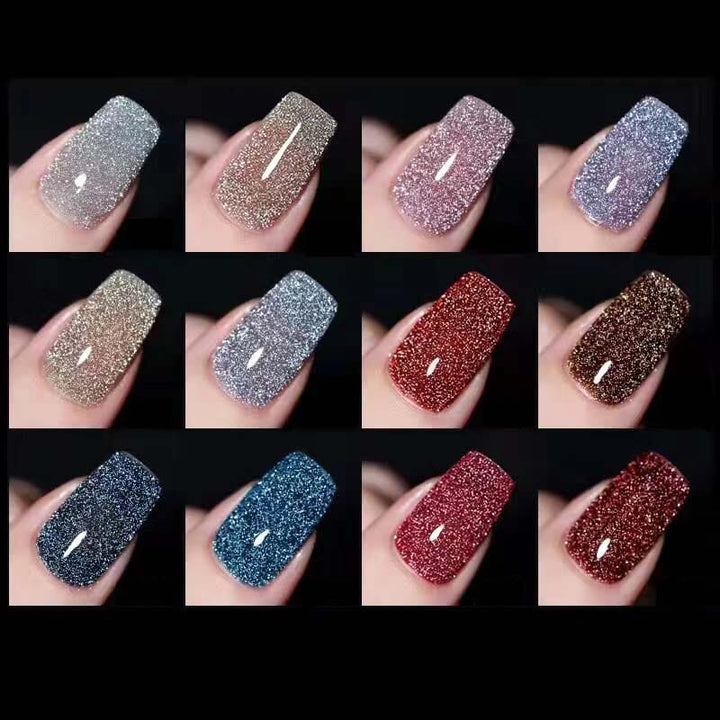"Glittrande nagellack med hög densitet, skimrande spegelglans, långvarig hållbarhet, perfekt för salongresultat hemma."