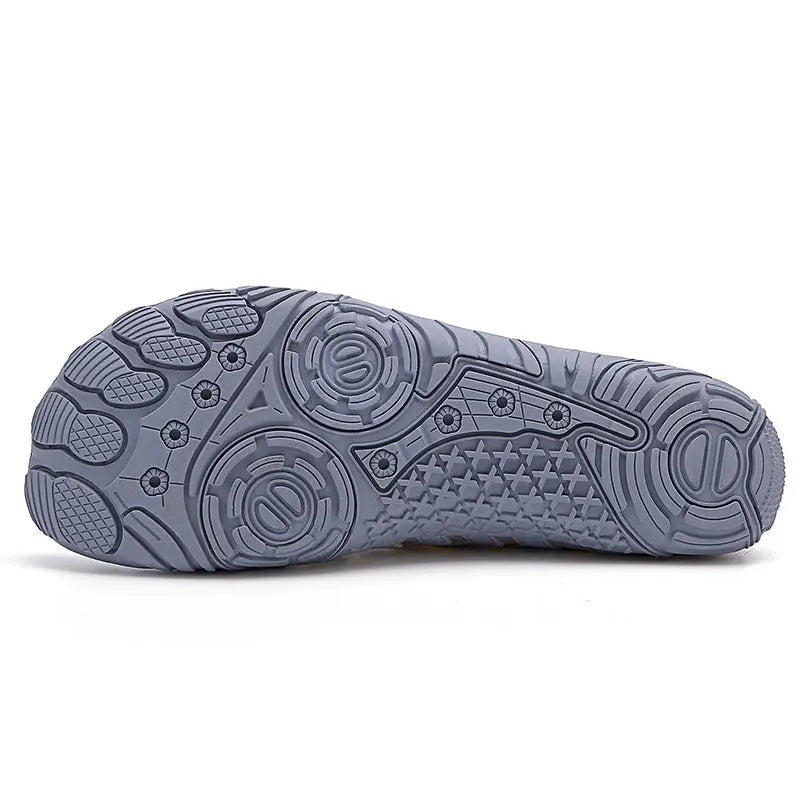 Bekväma unisex barfotaskor Jett i grått, flexibla för naturlig gång, gym och daglig användning.